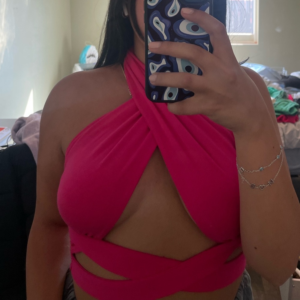 Wrap Cross Halter Top